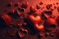Festive background of several red hearts descending Royalty Free Stock Photo