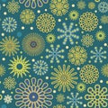 Festive background. Square Seamless pattern. Dark. Bright flashes of fireworks in a symbolic style. Petard and squib