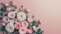 Festive background with summer blossoming delicate roses, pastel toned