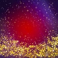 festive background with twinkle golden lights and stars