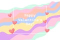 Festive background for Valentine\'s Day, a frame with text and hearts on a light rainbow. Illustration, background vector Royalty Free Stock Photo