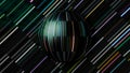 Festive ball with shiny lines. Motion. Beautiful background with shiny lines and rotating ball. Festive disco ball Royalty Free Stock Photo