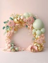 Festive balloon arch, background for a holiday, birthday, wedding, photo shoot, digital holiday background of balloons