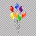 Festive Balloons Flying for Party and Celebrations on transparent Background. Colorful realistic helium balloons. Party decoration Royalty Free Stock Photo