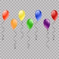 Festive Balloons Flying for Party and Celebrations on transparent Background. Colorful realistic helium balloons. Party decoration Royalty Free Stock Photo