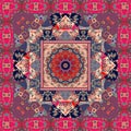 Festive bandana print, blanket, pillowcase, rug. Beautiful patchwork Royalty Free Stock Photo