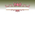 Festive banner illustration of floral branches in a frame with stars, banner for signature and empty space for writing letters