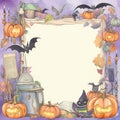 Festive banner painted for Halloween, with place for text. Custom design element for greeting cards, invitations, prints,