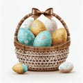 Festive basket of Easter Orthodox eggs on a white background - Vector