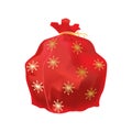 Festive beautiful, big New Year`s bag, with gifts and surprise.