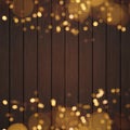 Beautiful Warm Yellow Golden Bokeh on Dark Brown Wood