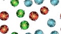 Festive beautiful Christmas winter texture, gift wrapping a seamless pattern for the New Year from multicolored round balls Royalty Free Stock Photo
