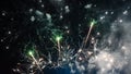 Festive beautiful fireworks at night over the city Royalty Free Stock Photo