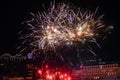 Festive beautiful fireworks at night over the city Royalty Free Stock Photo