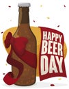 Festive Beer Bottle as Gift to Celebrate Beer Day, Vector Illustration