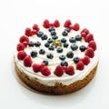 Festive berries cake, white background