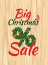 Festive Big Christmas Sale New Year poster with wreath garland Royalty Free Stock Photo