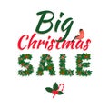 Festive Big Christmas Sale New Year poster with wreath garland Royalty Free Stock Photo