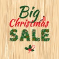 Festive Big Christmas Sale New Year poster with wreath garland Royalty Free Stock Photo