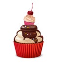 Cupcakes with cherry and chocolate