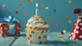 A Festive Birthday Cupcake.AI generated image Royalty Free Stock Photo