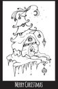 Festive black and white Christmas card