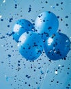 Festive blue balloons background