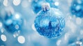 Festive Blue Christmas Ornament with Sparkling Glitter Royalty Free Stock Photo