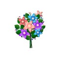 Festive bouquet of flowers beautiful vector on white