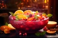 A festive bowl of punch. Ai Generated.NO.04 Royalty Free Stock Photo