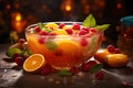 A festive bowl of punch. Ai Generated.NO.02 Royalty Free Stock Photo