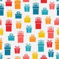 Festive bright gift box seamless pattern