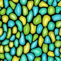 Festive Bright multi-colored seamless pattern. Pencil drawing nacreous green, yellow and blue stones on black background.