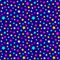 Festive and bright pattern of starry night - background for kids parties and celebration. Vector illustration, seamless pattern. Royalty Free Stock Photo