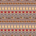 Festive bright seamless pattern with lined elements on gray background.