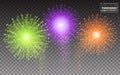 Festive Brightly Colorful Vector Fireworks and Salute Shiny tricolor firework