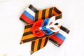 Festive brooch with a St.George's Ribbon