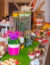 Festive brunch buffet Valentine`s Day, Mother`s Day, Woman`s Day, catering and candy bar Royalty Free Stock Photo