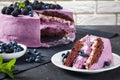 Festive cake, blueberry and blackberry sponge cake Royalty Free Stock Photo