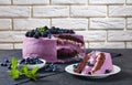 Festive cake, blueberry and blackberry sponge cake Royalty Free Stock Photo