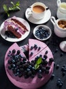 Festive cake, blueberry and blackberry sponge cake