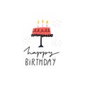 Festive cake and Happy Birthday phrase illustration