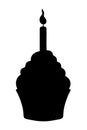 Festive cake in a mold. Silhouette. Dessert for a birthday with cream. Candle cake decoration
