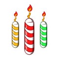 Festive candles icon, cartoon style