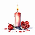 Festive candles and rosebuds. Illustration on a white background