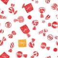 A festive candy box pattern with sweet treats and lucky red wrappers Royalty Free Stock Photo
