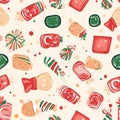 A festive candy box pattern with sweet treats and lucky red wrappers Royalty Free Stock Photo