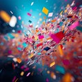 festive celebration through an abstract close-up of dynamic confetti shoot.