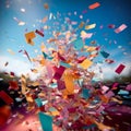 festive celebration through an abstract close-up of dynamic confetti shoot.