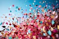 festive celebration through an abstract close-up of dynamic confetti shoot.